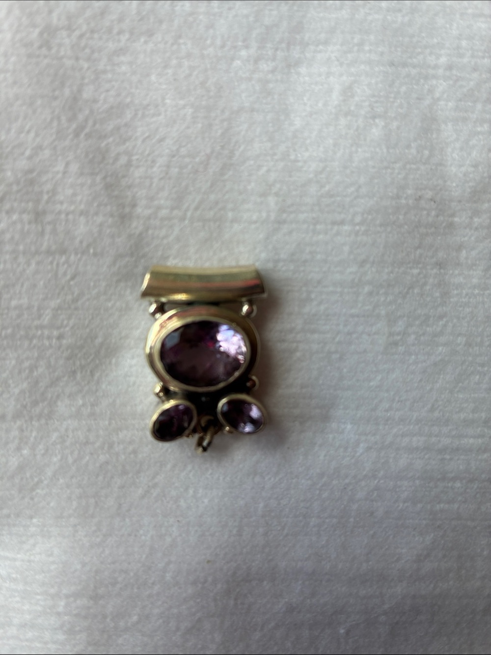 Amethyst Oval Drop Pendant - Purple Gemstone Accent
